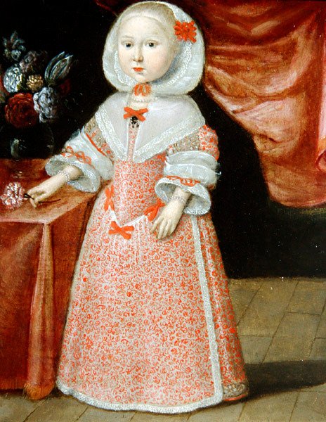 Meisje met een Roze en Witte Bloem, c.1640 door Dutch School