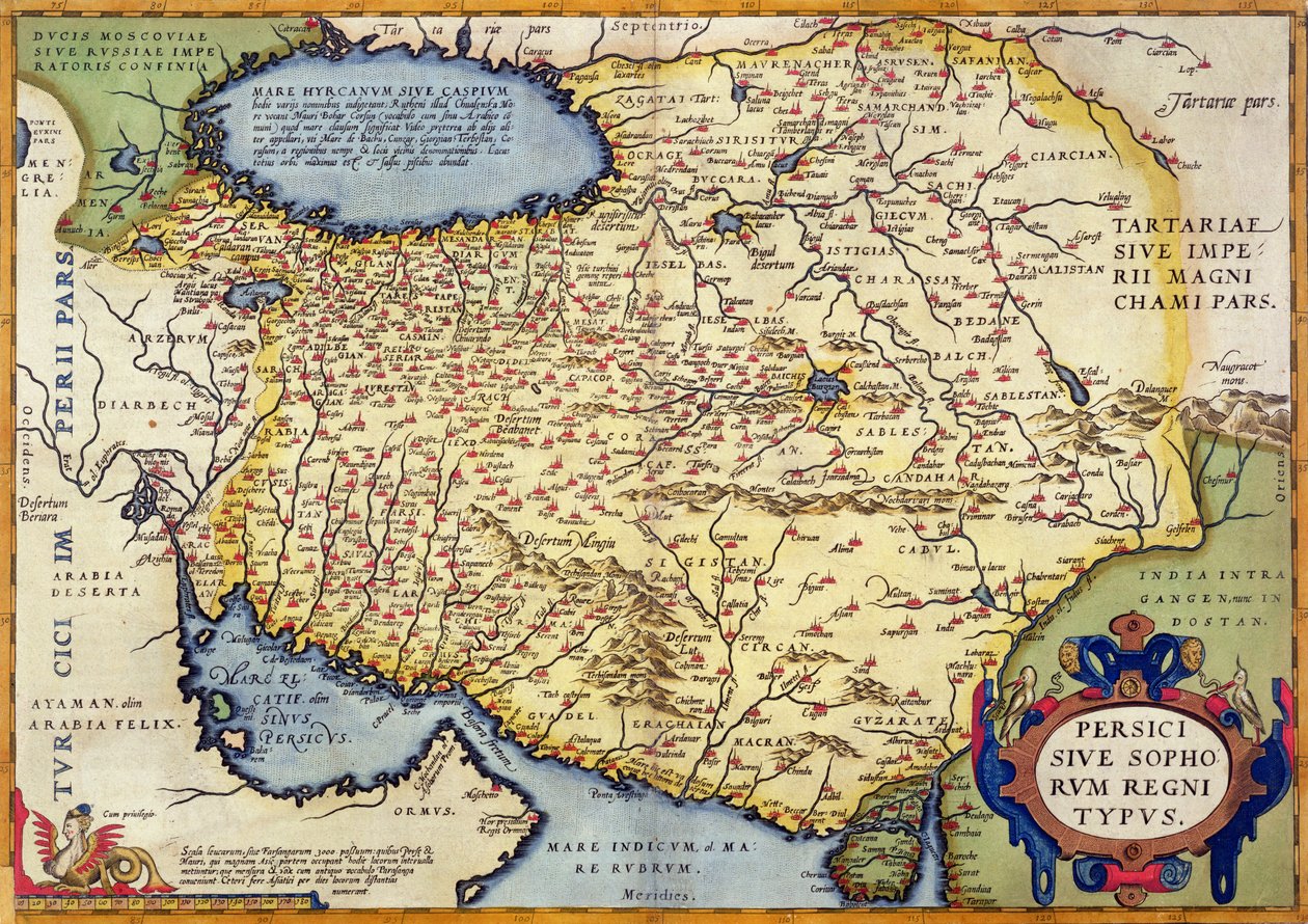 Kaart van Perzië, uit de Theatrum Orbis Terrarum, uitgegeven door Abraham Ortelius, Antwerpen, ca.1590 door Dutch School