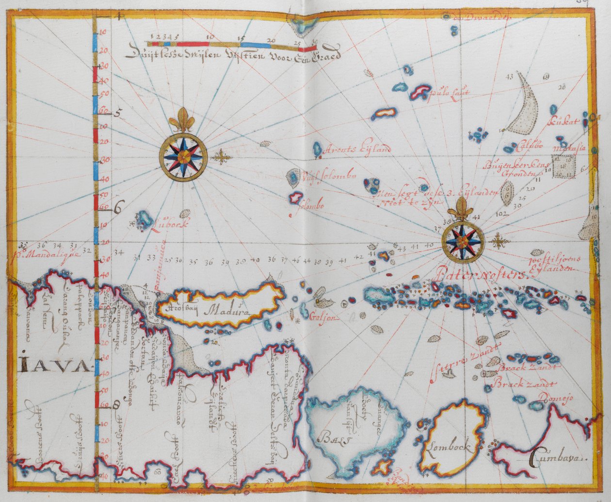 Kaart van de eilanden Java; Madura; Bali en andere eilanden door Dutch School