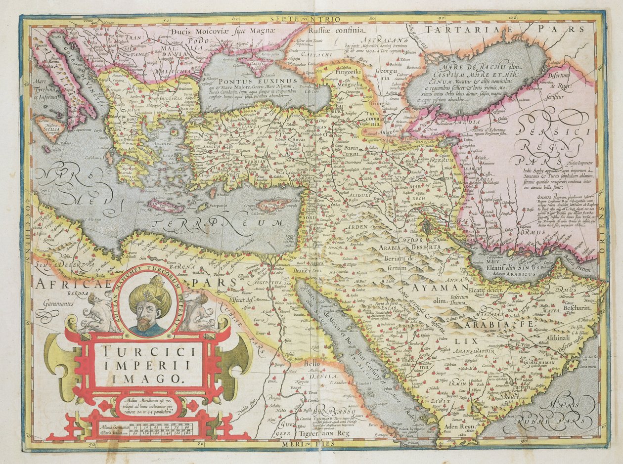 Kaart van het Turkse Rijk, uit de Mercator Atlas uitgegeven door Jodocus Hondius, Amsterdam, 1606 door Dutch School