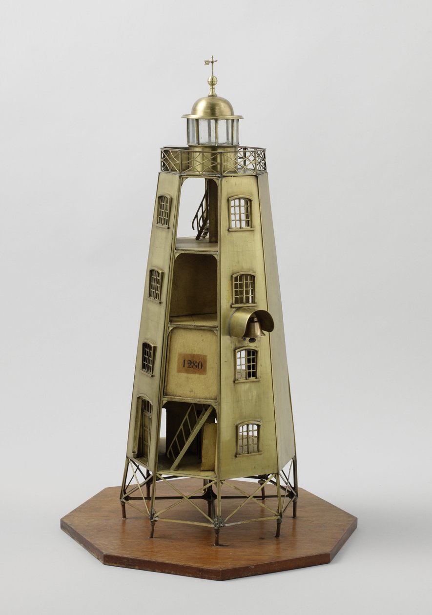 Model van de Duiveneiland vuurtoren op Java door Dutch School