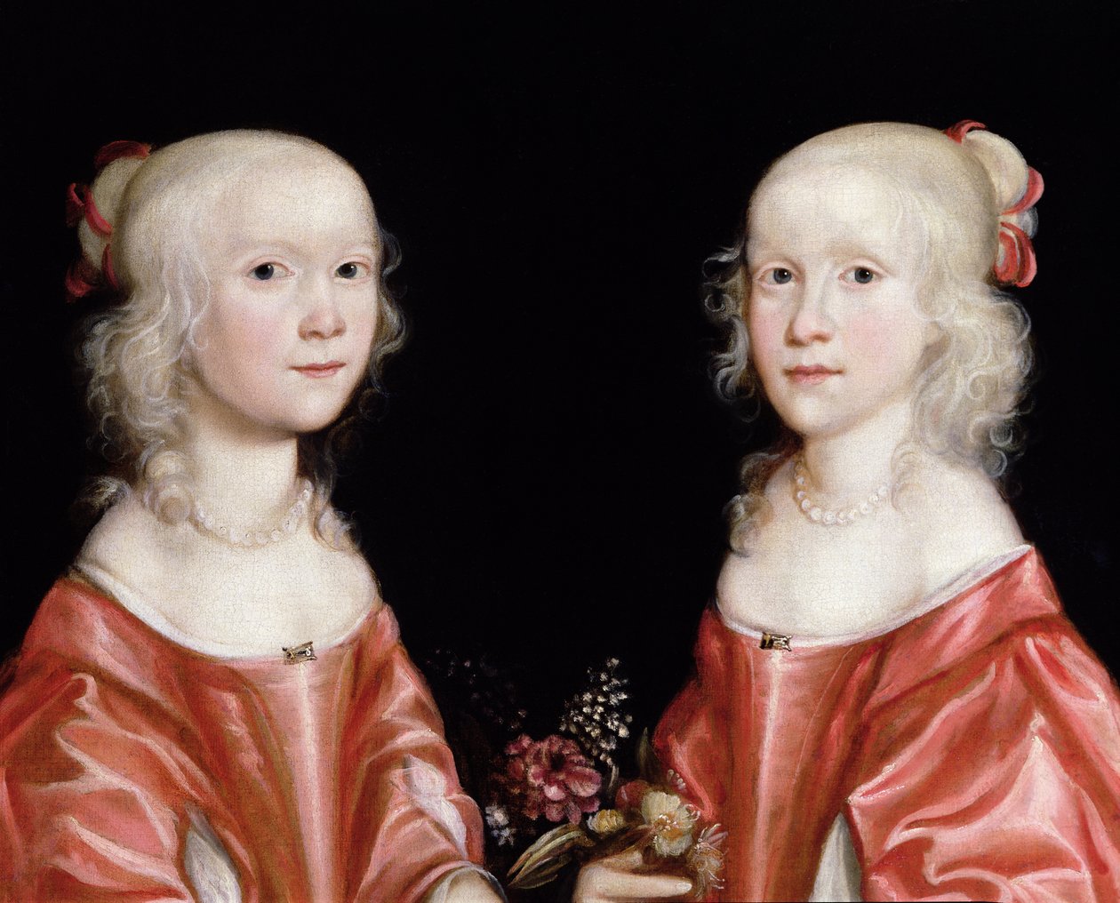 Portret van tweelingzussen, c.1650 door Dutch School