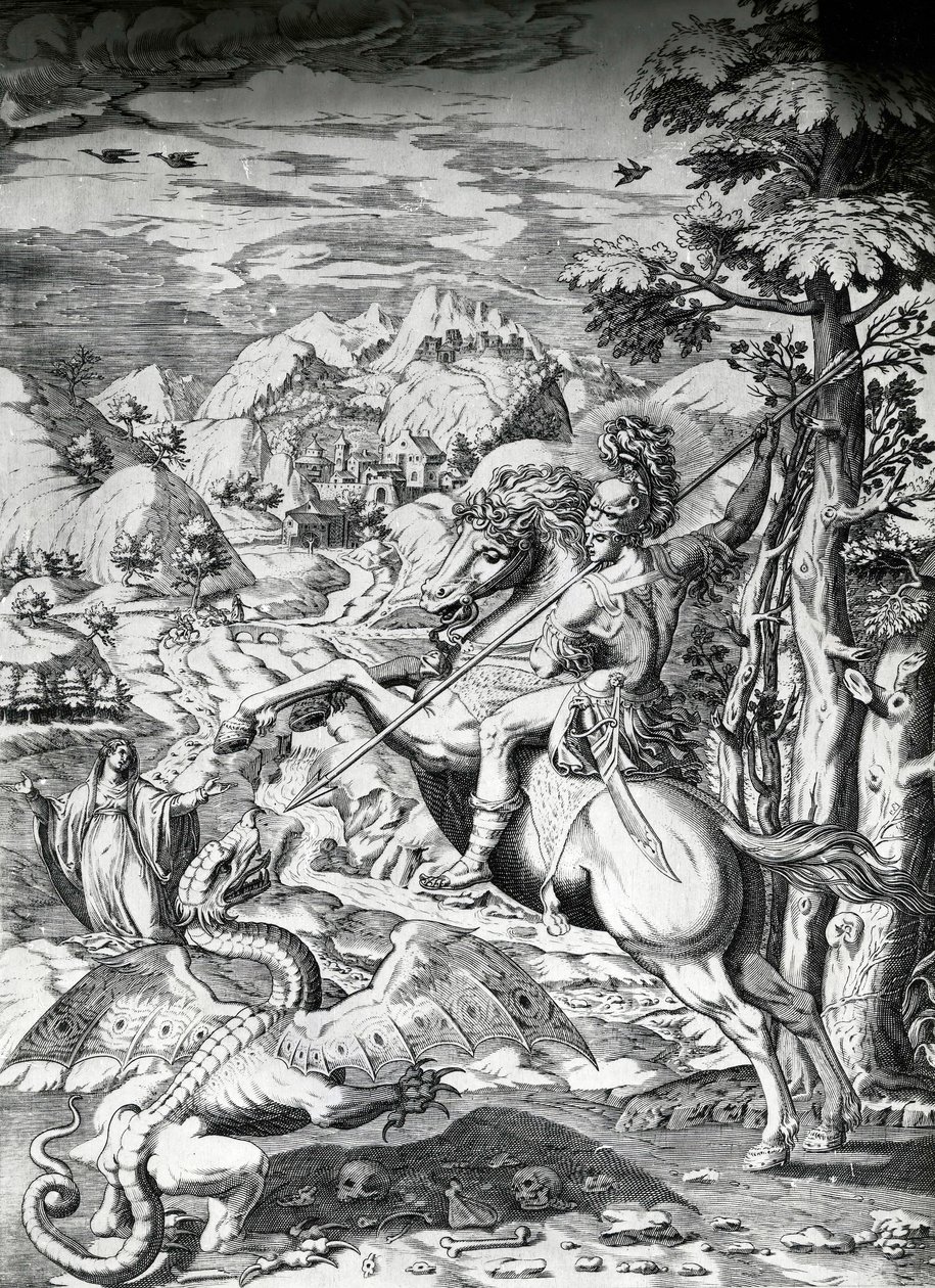 Sint Joris en de Draak, 16e eeuw door Dutch School
