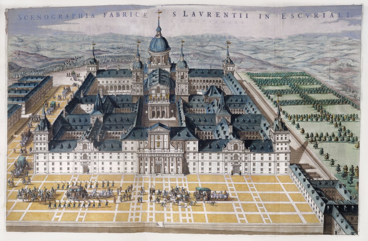 Uitzicht op het Escorial van Madrid door Dutch School