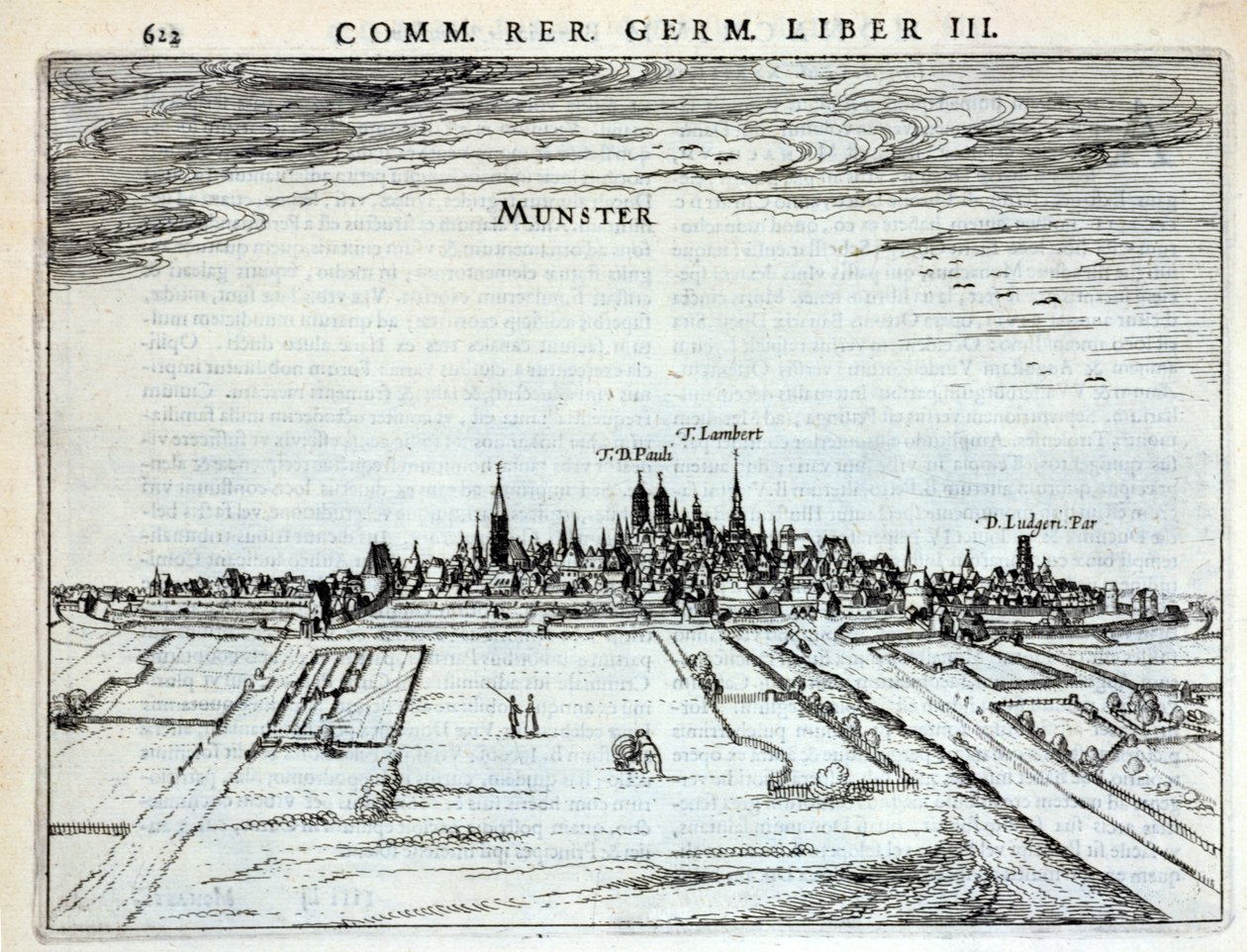 Uitzicht op de stad Munster, uit Rerum Germanicarum, door P. Bertin, Amsterdam 1616 door Dutch School