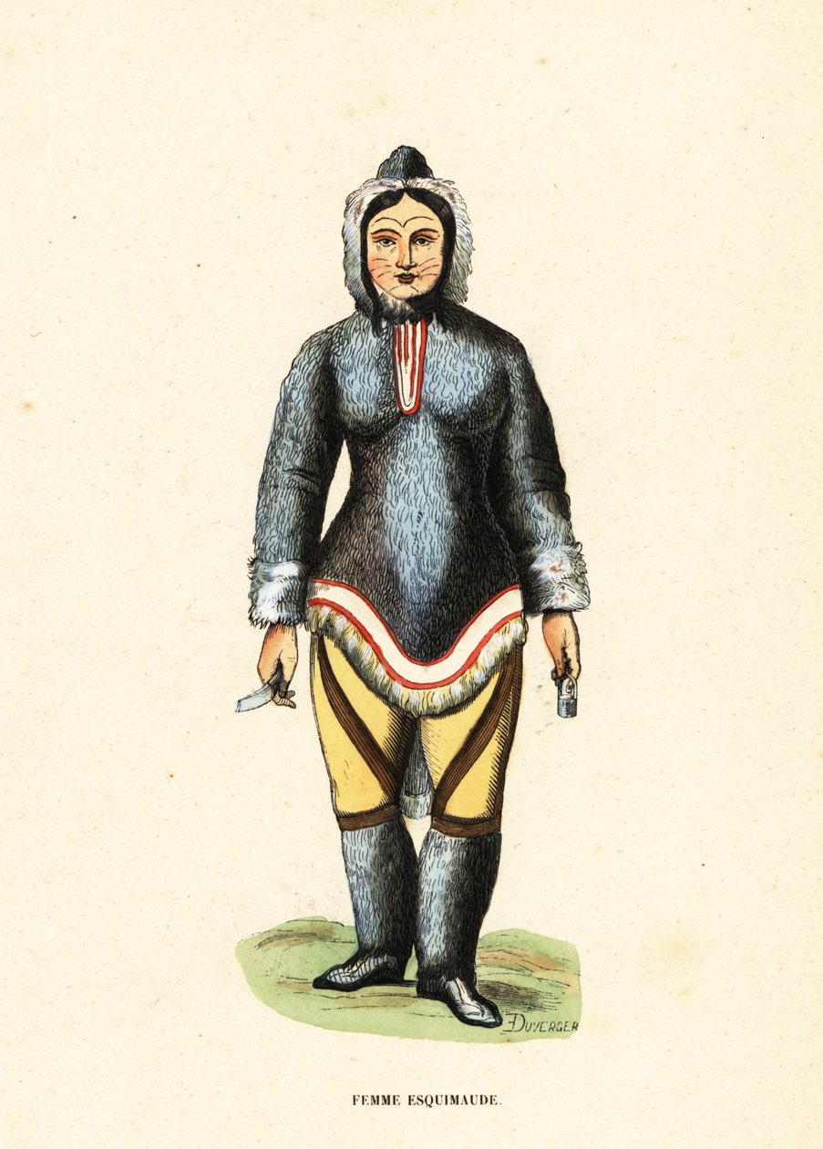 Inuitvrouw met gezichtstatoeages, Mackenzie River, Yukon, Canada door Duverger Duverger