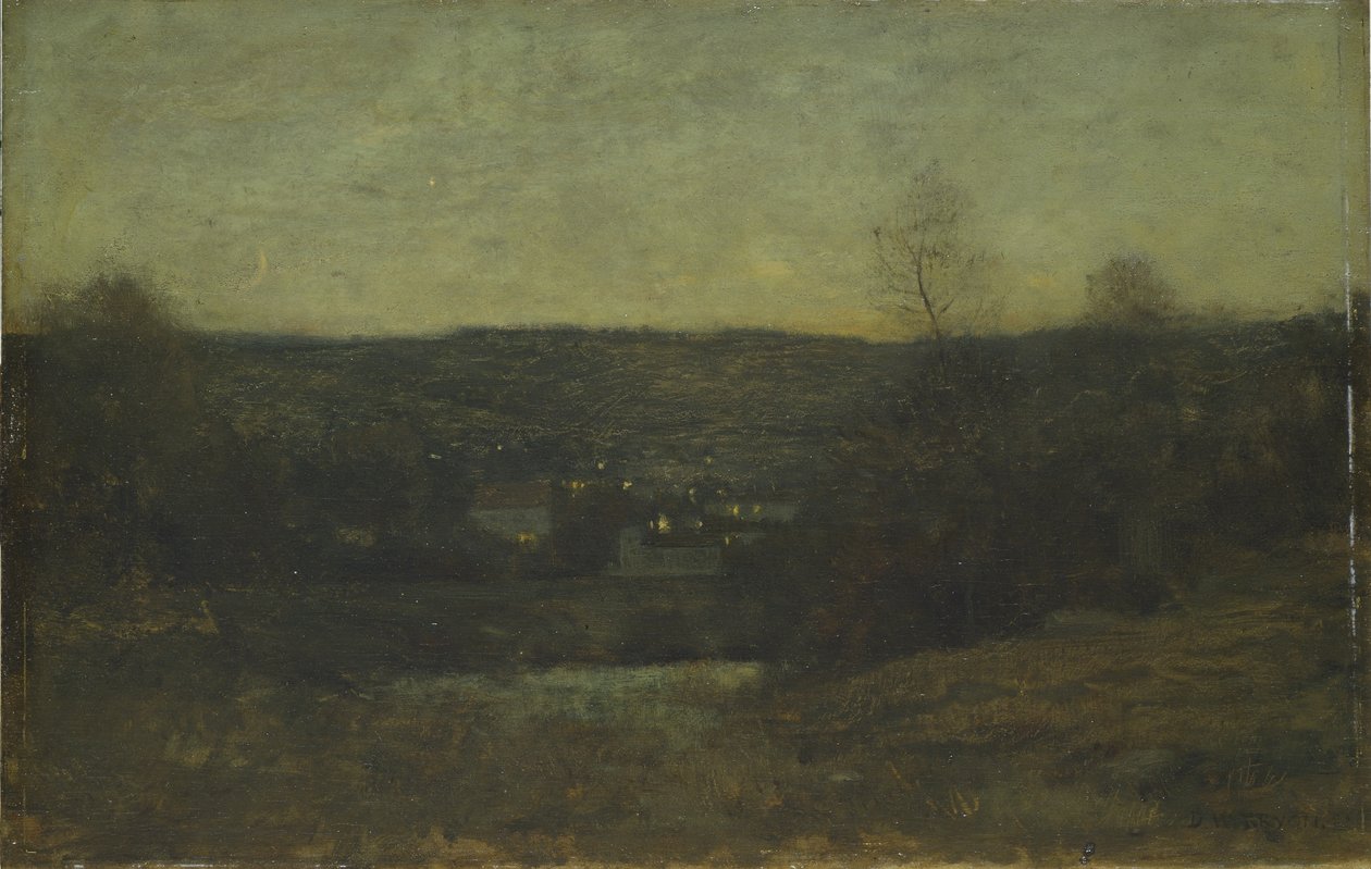 Een Verlicht Dorp, ca. 1887 door Dwight William Tryon