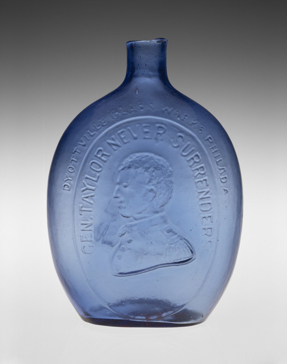 Fles met figuren, ca. 1847 door Dyottville Glass Works