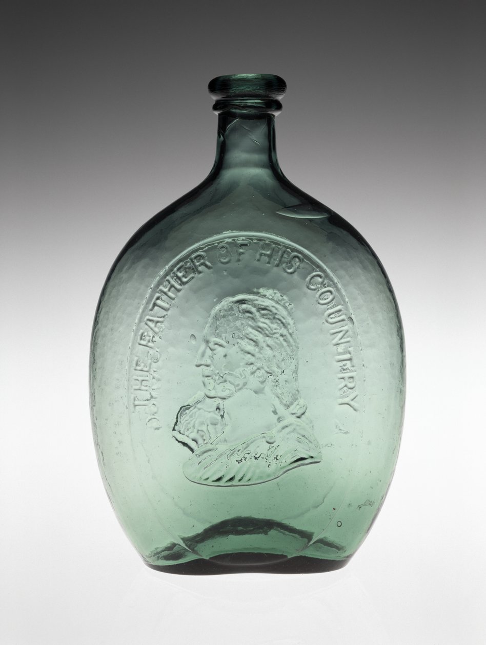 Gegraveerde Fles, ca. 1848 (loodvrij glas) door Dyottville Glass Works