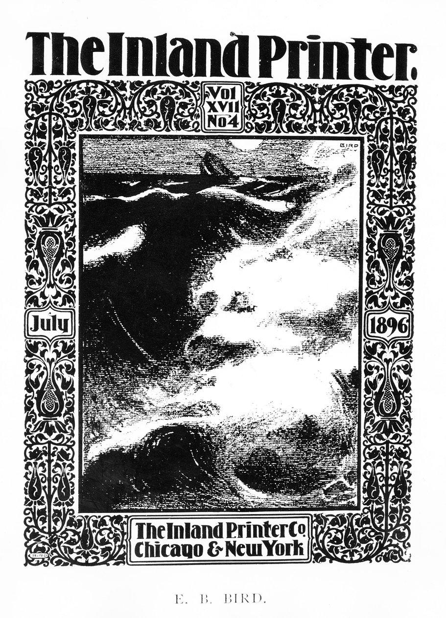 Omslag van The Inland Printer, juli 1896 door E.B Bird
