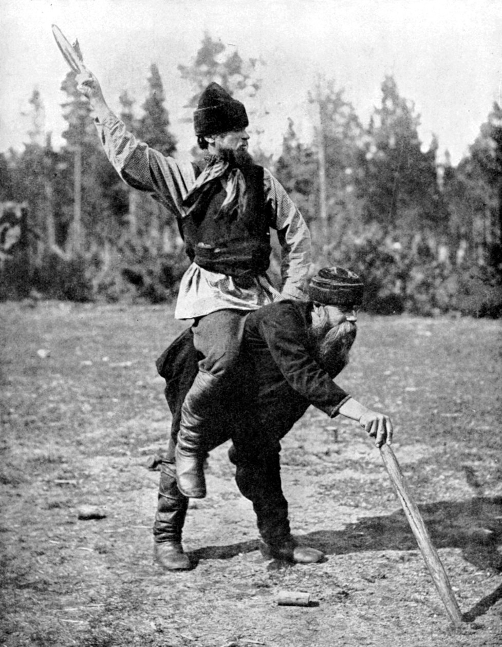 Finnen spelen Kykka, het nationale spel, 1936 door ENA