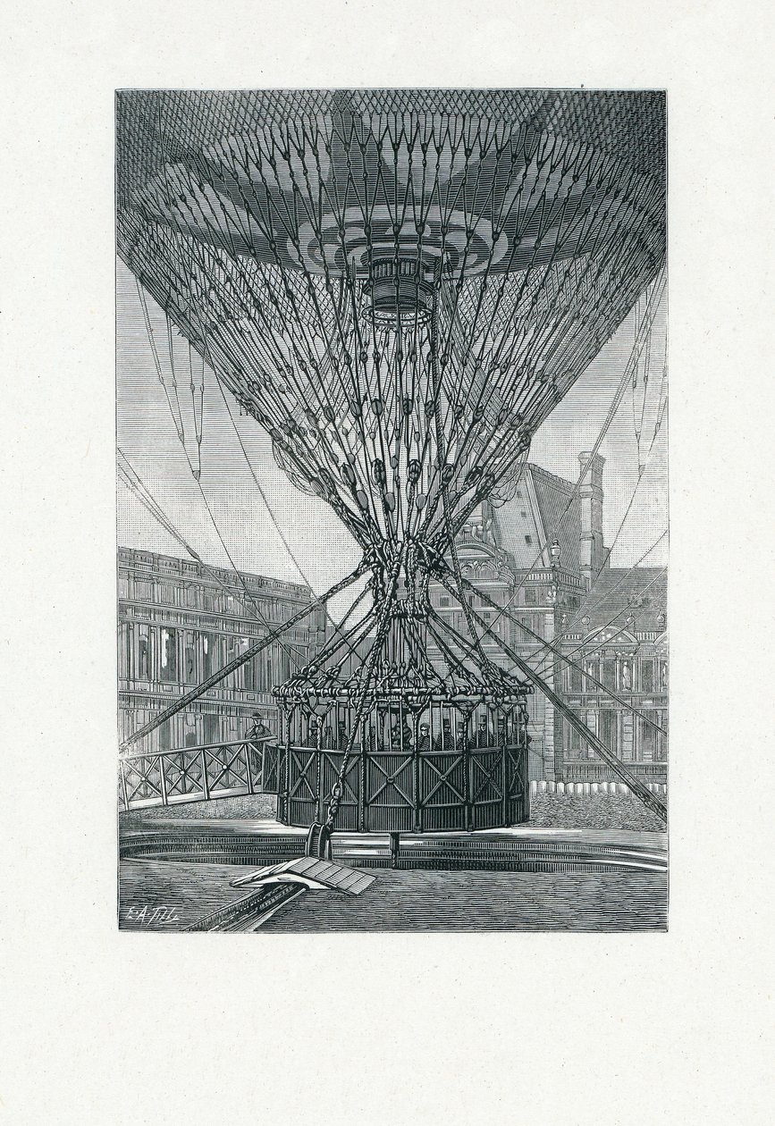 Panoramisch Uitzichtplatform met een Heteluchtballon, pub. c.1880 door E. A. Tilly