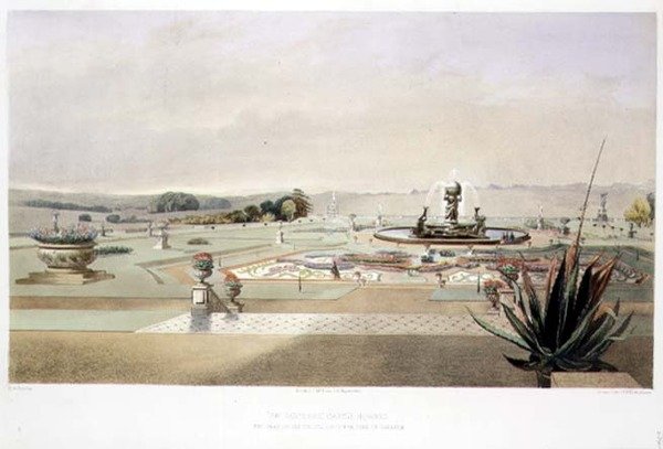 Het parterre, Castle Howard, uitgegeven door Thomas McLean door E. Adveno Brooke