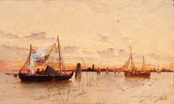 Zonsondergang op de lagune door E. Aubrey Hunt