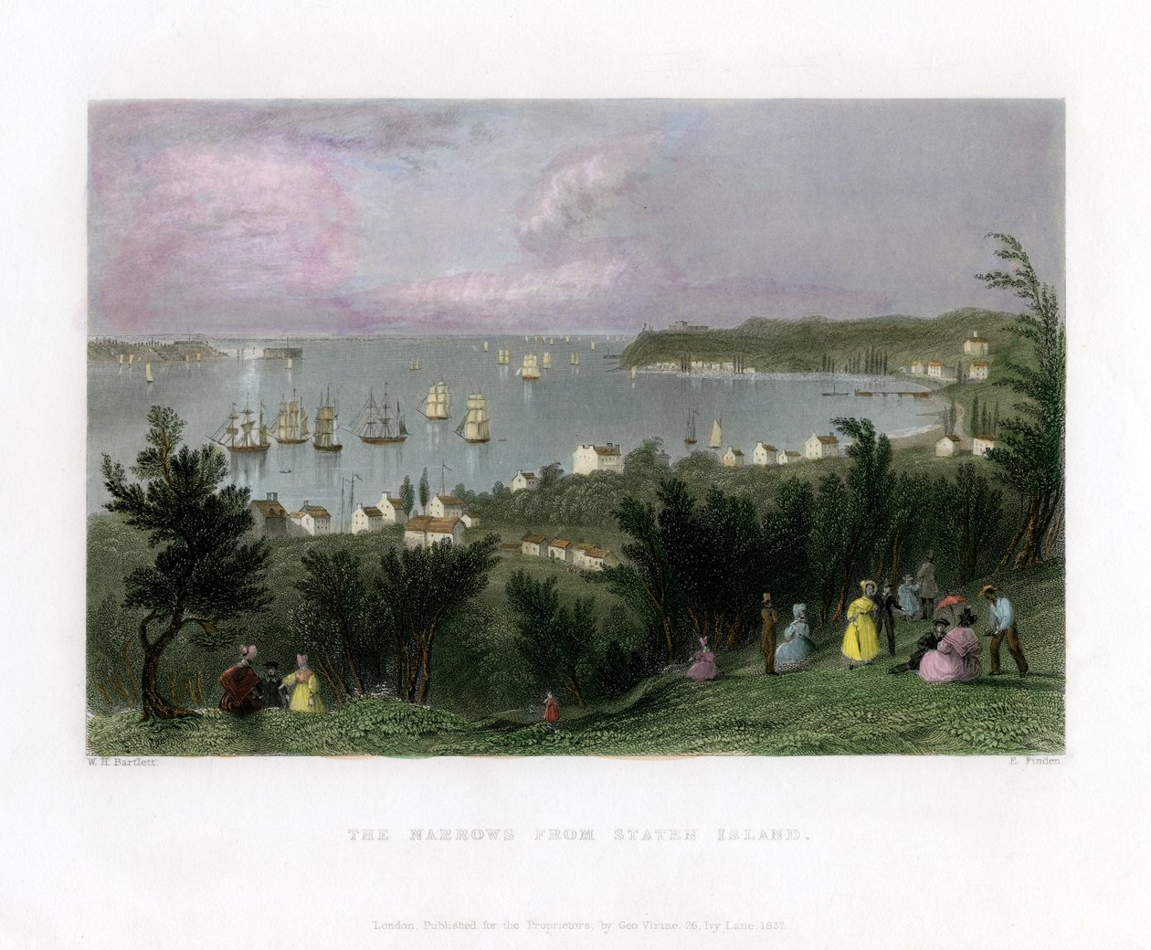 The Narrows gezien vanaf Staten Island, New York, VS door E. Finden