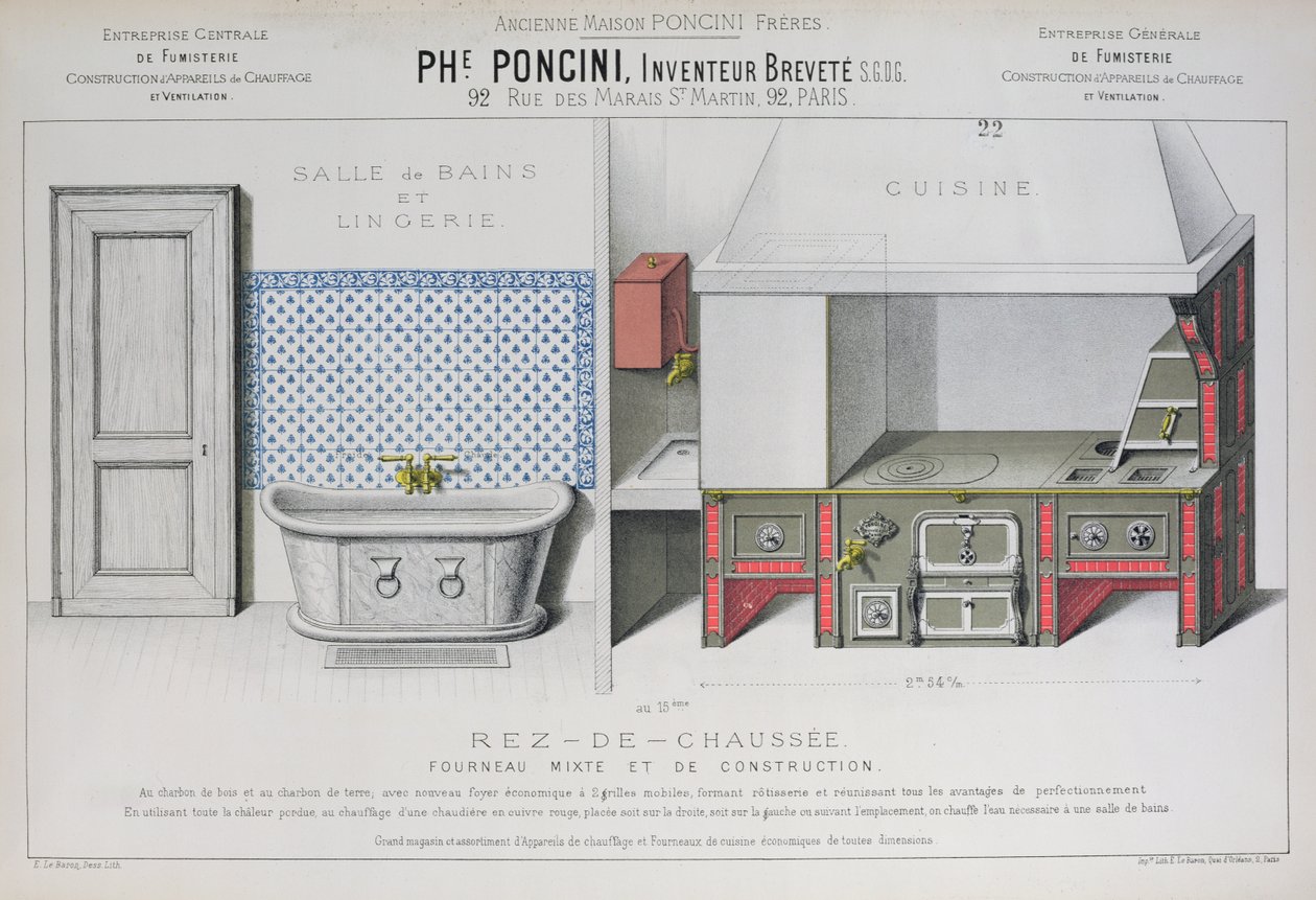 Keuken- en badkamerontwerpen, illustratie uit de 