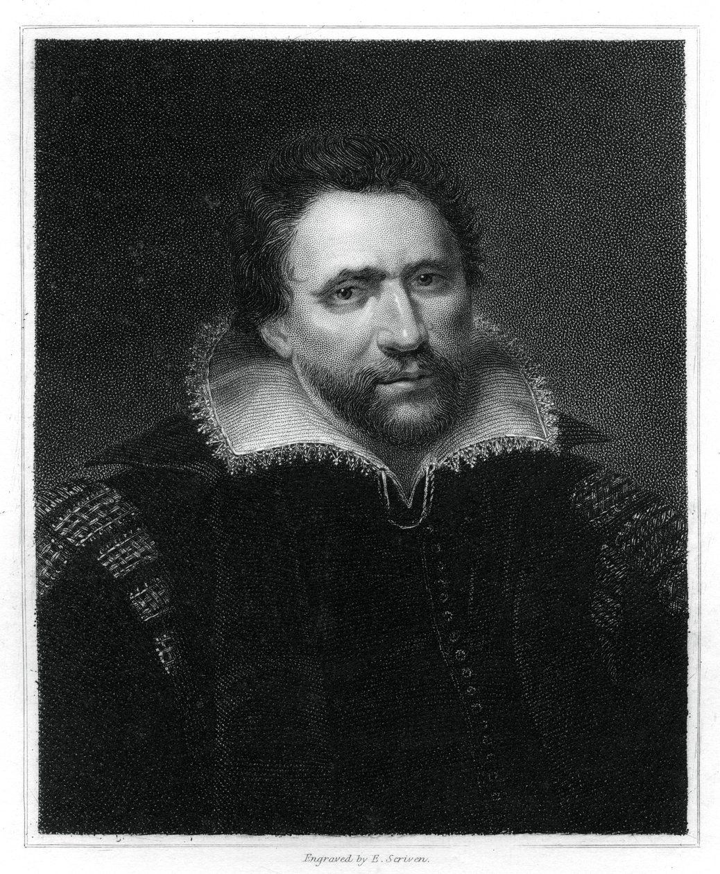 Benjamin Jonson, Engelse Renaissance-dramaturg, dichter en acteur, 1834 door E. Scriven