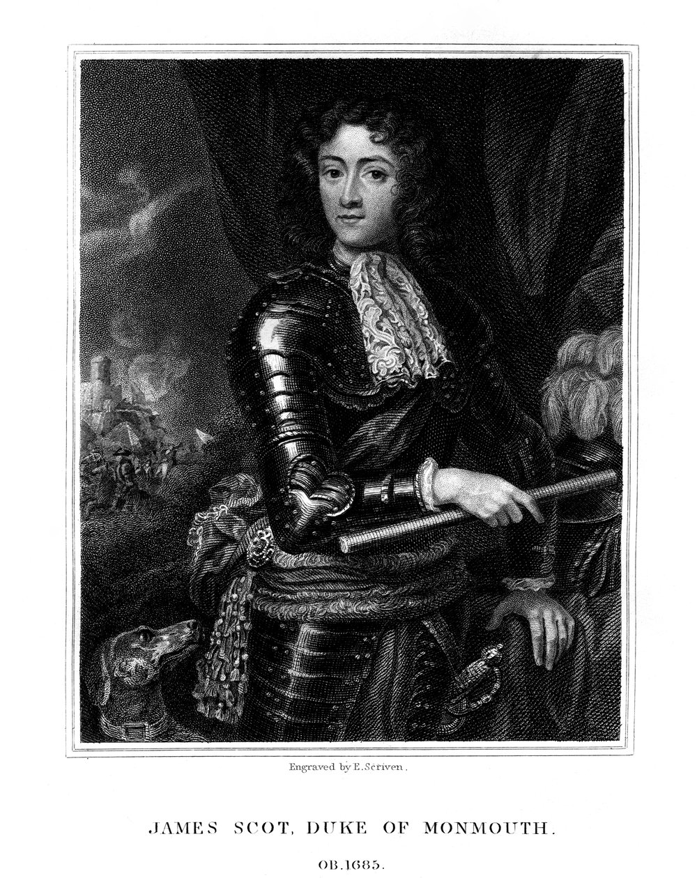 James Scott, 1e hertog van Monmouth, door sommigen erkend als James II van Engeland, 1826 door E. Scriven