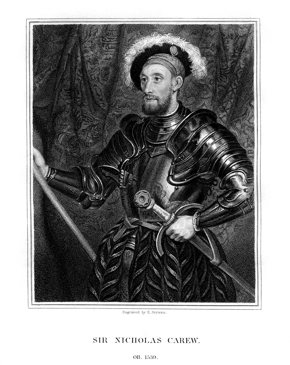 Sir Nicholas Carew, 1823 door E. Scriven