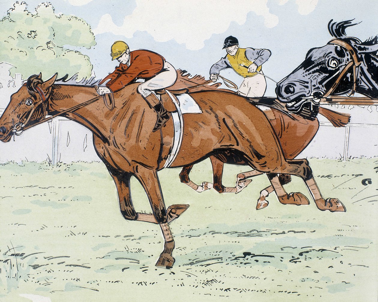 Racende paarden - tekening door Thelem door E. Thelem