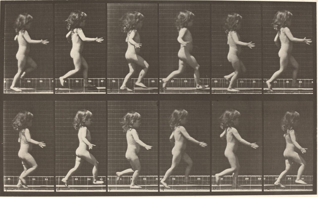 Plaat Nummer 469. Kind rennend, 1887 door Eadweard Muybridge