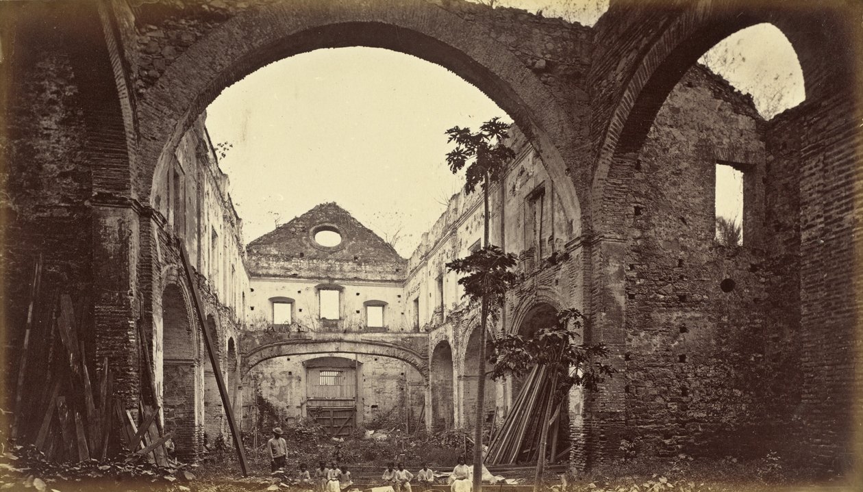 Ruïnes van de kerk van Santo Domingo-Panama, 1875, gepubliceerd 1877 door Eadweard Muybridge