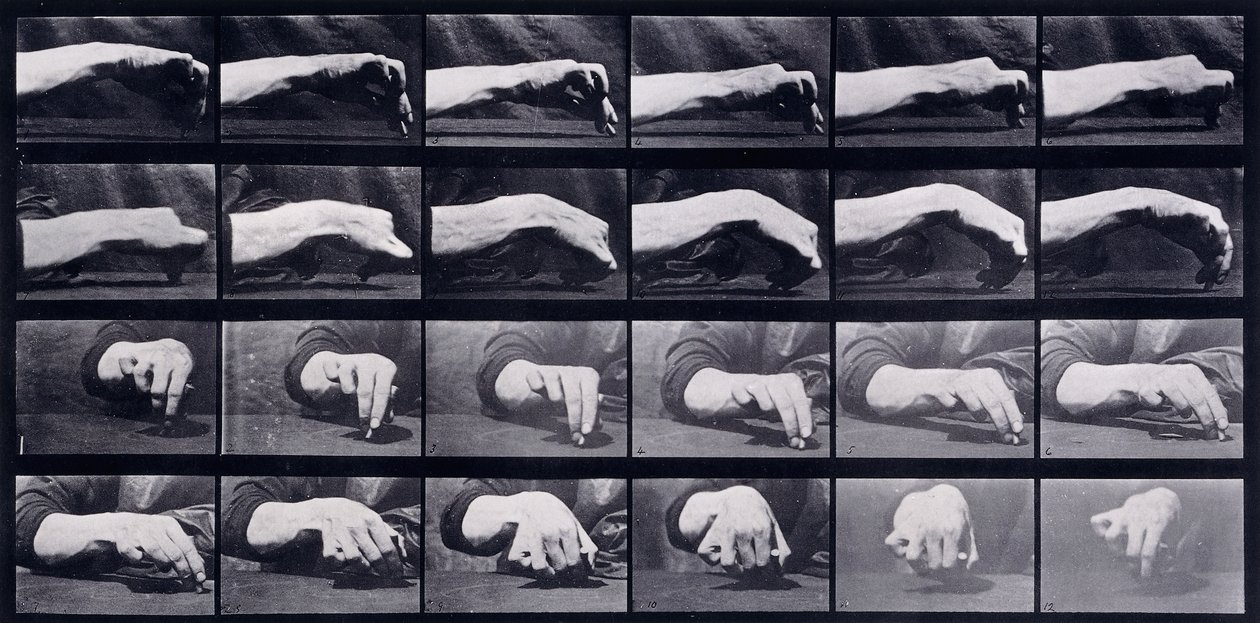 Een bewegingsstudie van een hand, ca. 1872-1885 door Eadweard Muybridge
