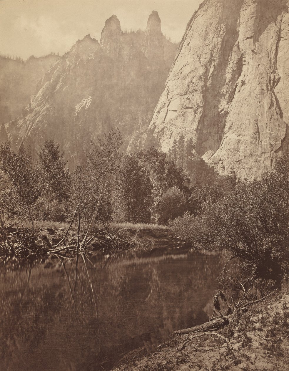 Kathedraalspitsen, Yosemitevallei door Eadweard Muybridge