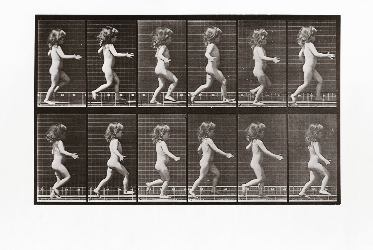 Kind dat rent, Plaat 469 uit Animal Locomotion, 1887 door Eadweard Muybridge
