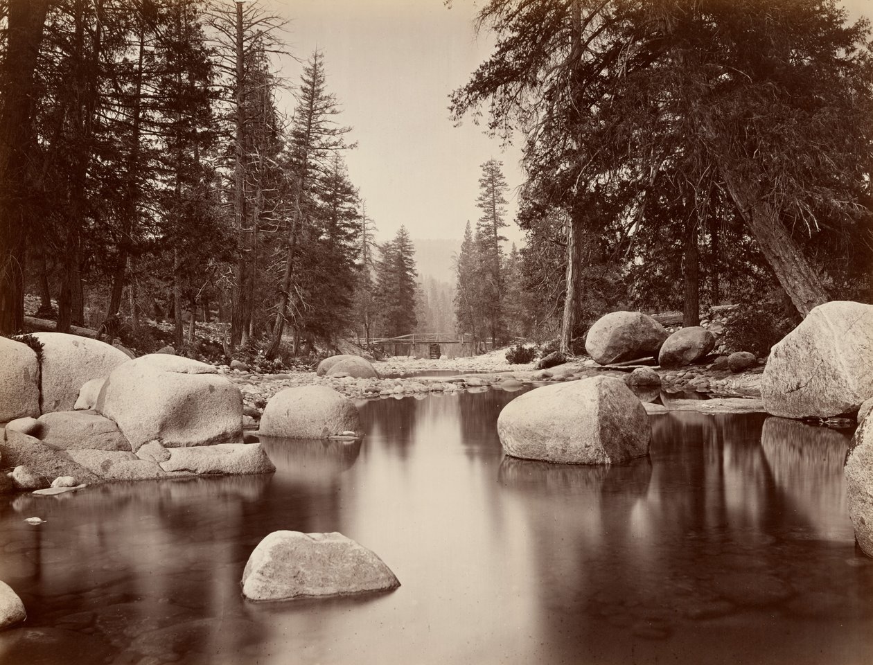 Clark  Moore, Merced River, Yosemite door Eadweard Muybridge