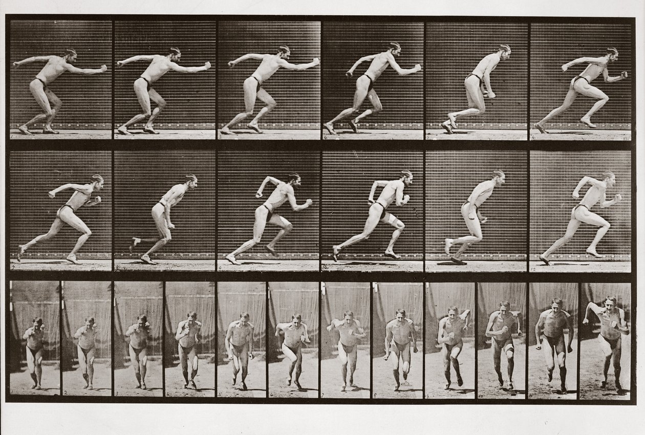 Man die rent, Plaat 59 uit Animal Locomotion, 1887 door Eadweard Muybridge