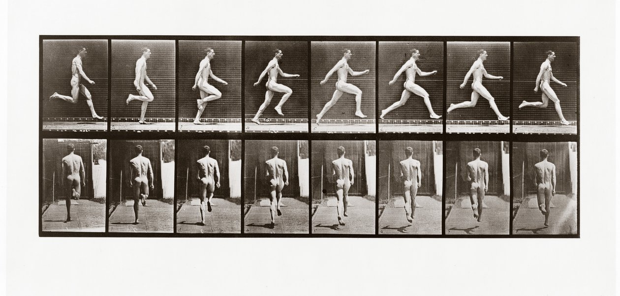 Man die rent, Plaat 65 uit Animal Locomotion, 1887 door Eadweard Muybridge