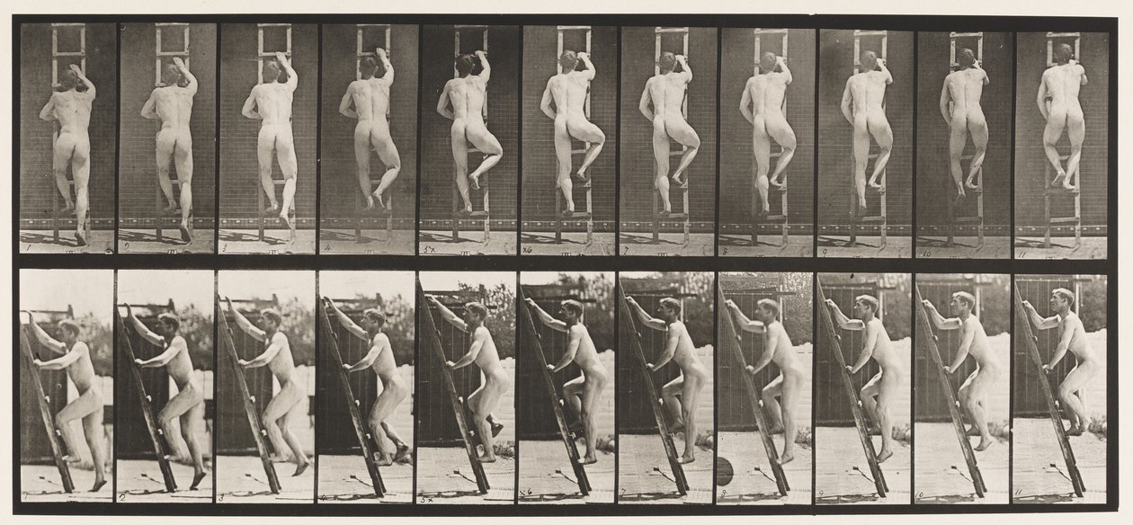 Plaat 111. Ladder beklimmen door Eadweard Muybridge