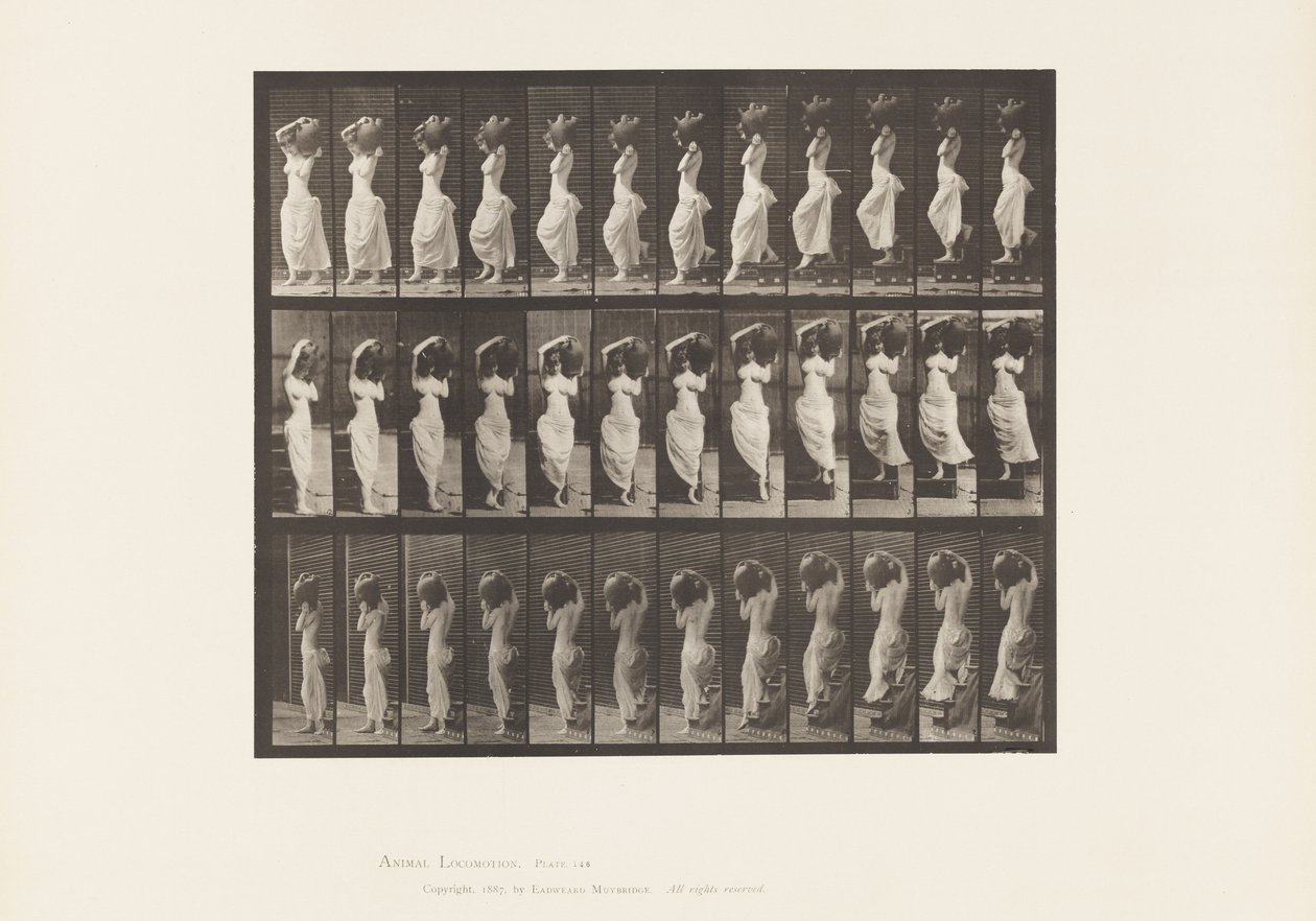 Plaat 146. Afdalen Hellend Vlak, Waterkruik op Linkerschouder door Eadweard Muybridge