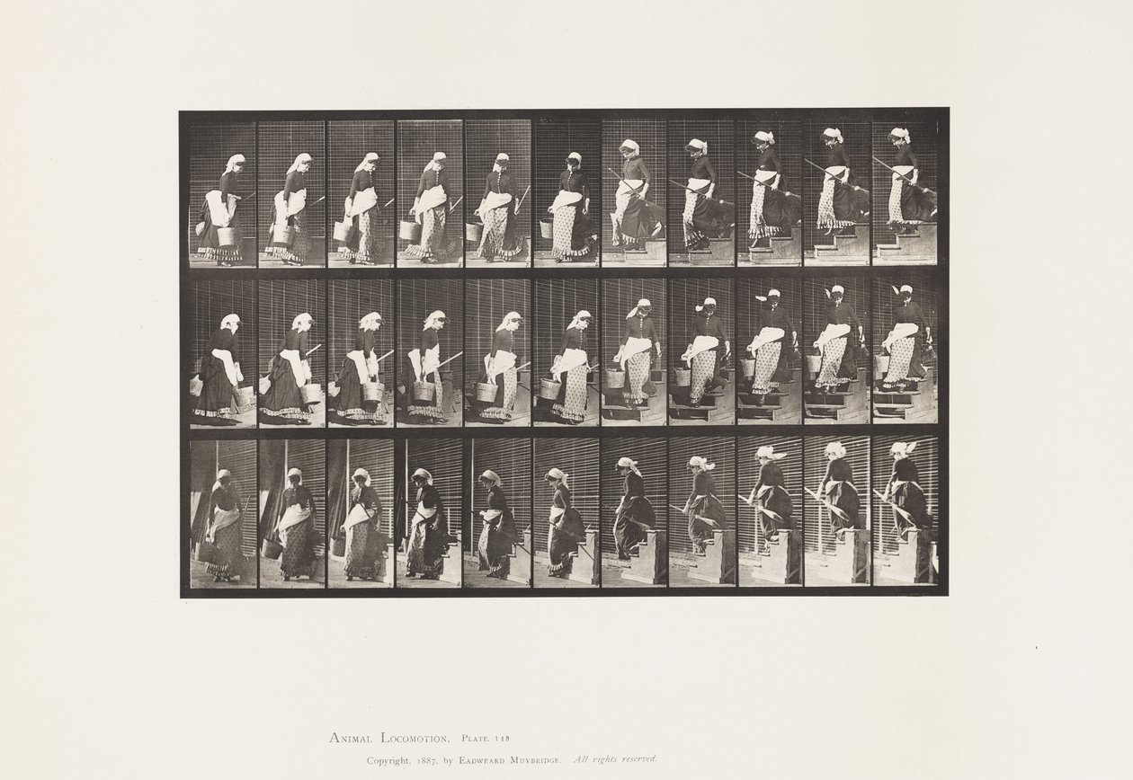 Plaat 148. Trappen Afgaan, Draaien, Emmer Water Dragen door Eadweard Muybridge