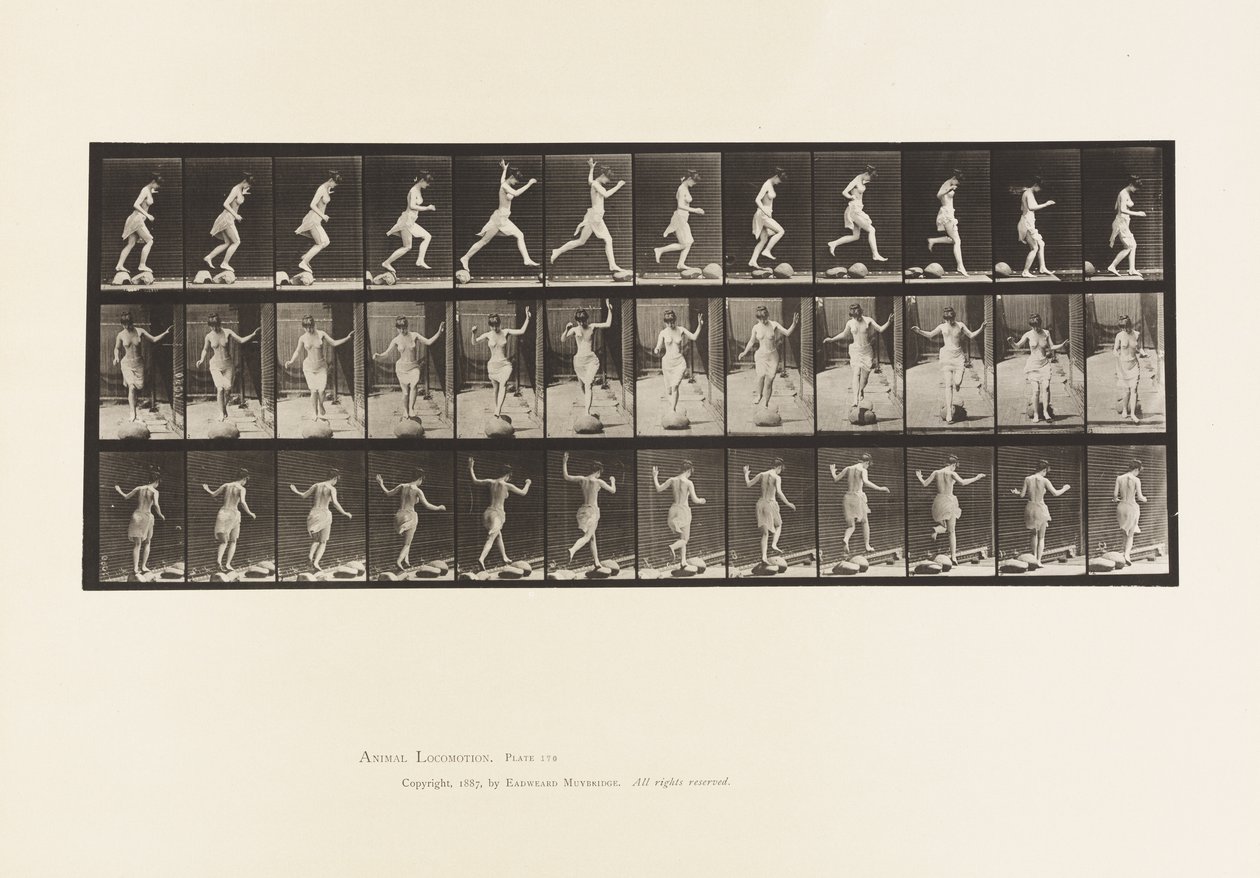 Plaat 170. Van steen naar steen over een beek, 1885 door Eadweard Muybridge