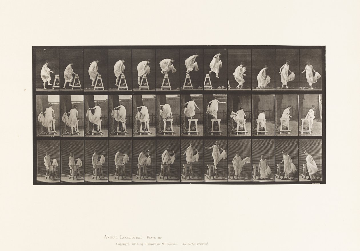 Op een schraag stappen; springen, draaien door Eadweard Muybridge