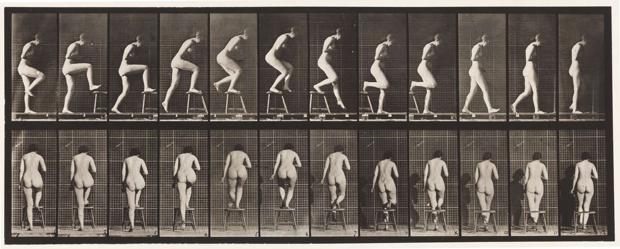 Plaat 180. Op en Over een Stoel Stappen door Eadweard Muybridge