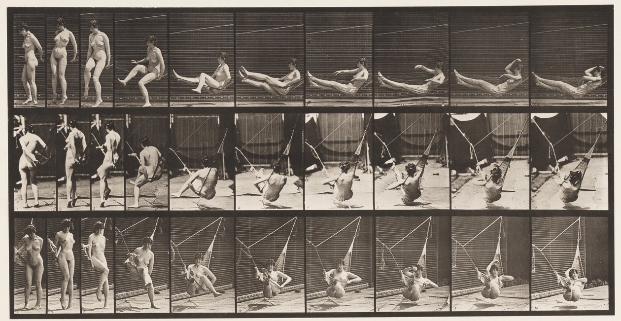 In een Hangmat Gaan, 1872-1885 door Eadweard Muybridge