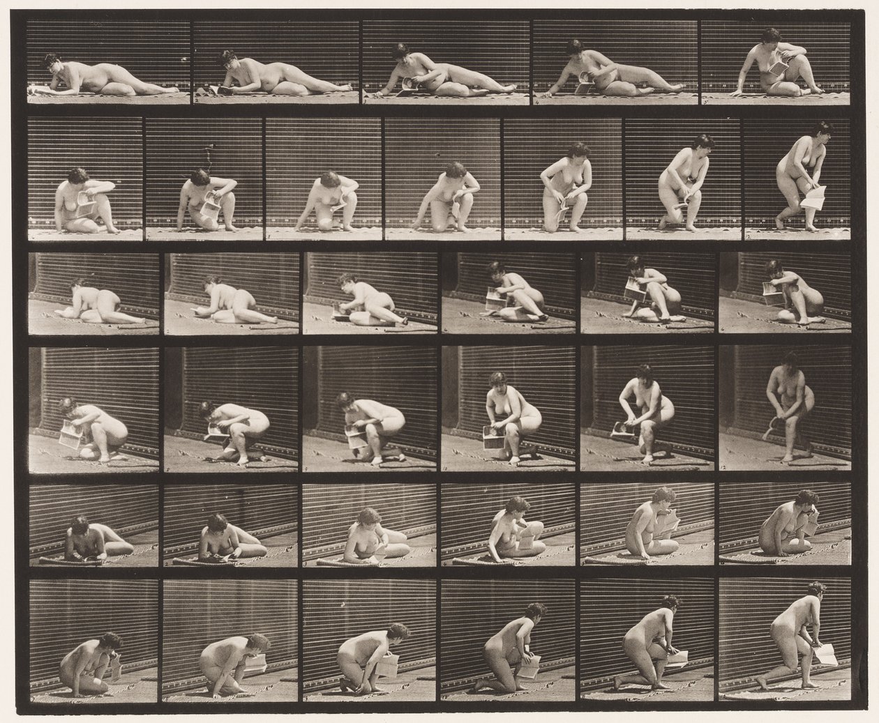 Plaat 270. Van de grond opstaan met pamflet in linkerhand door Eadweard Muybridge