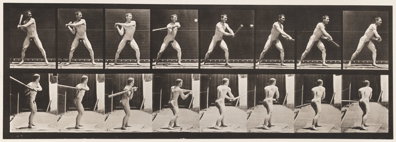 Honkbal; slaan door Eadweard Muybridge