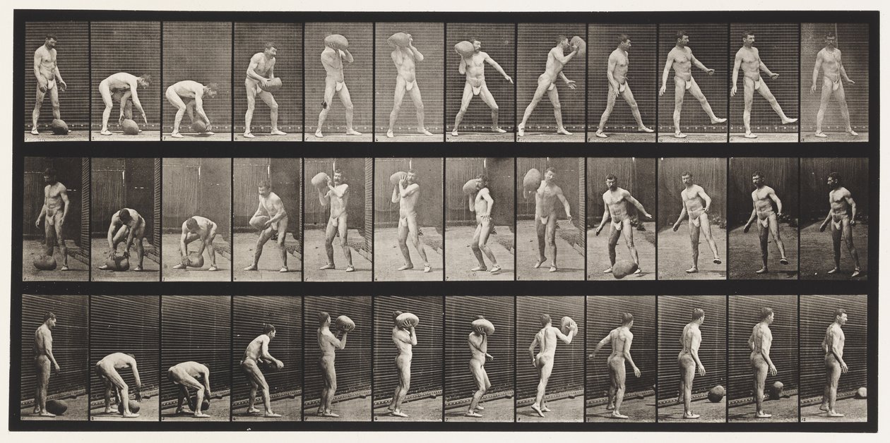 Plaat 317. Een 70-lb Steen Heffen door Eadweard Muybridge