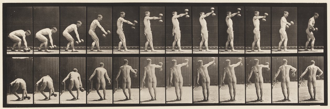 Plaat 326. 50-lb Halter op Armlengte Tillen door Eadweard Muybridge