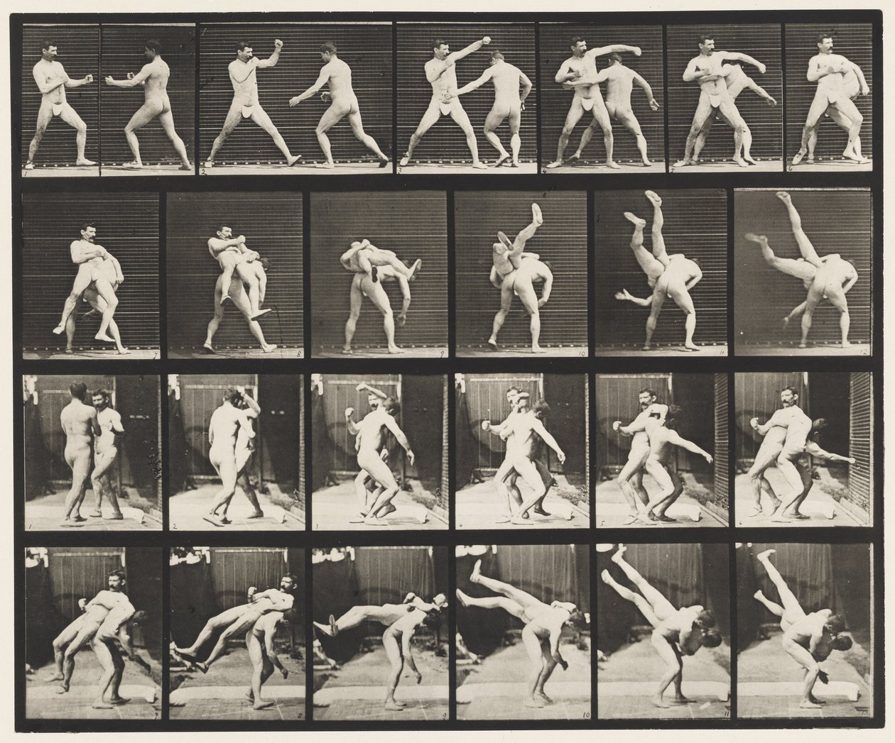 Plaat 332. Boksen; Kruisworsteling door Eadweard Muybridge