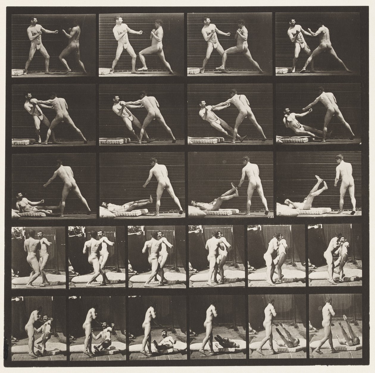 Plaat 333. Boksen; 53 slaat 52 neer (Schoenen) door Eadweard Muybridge