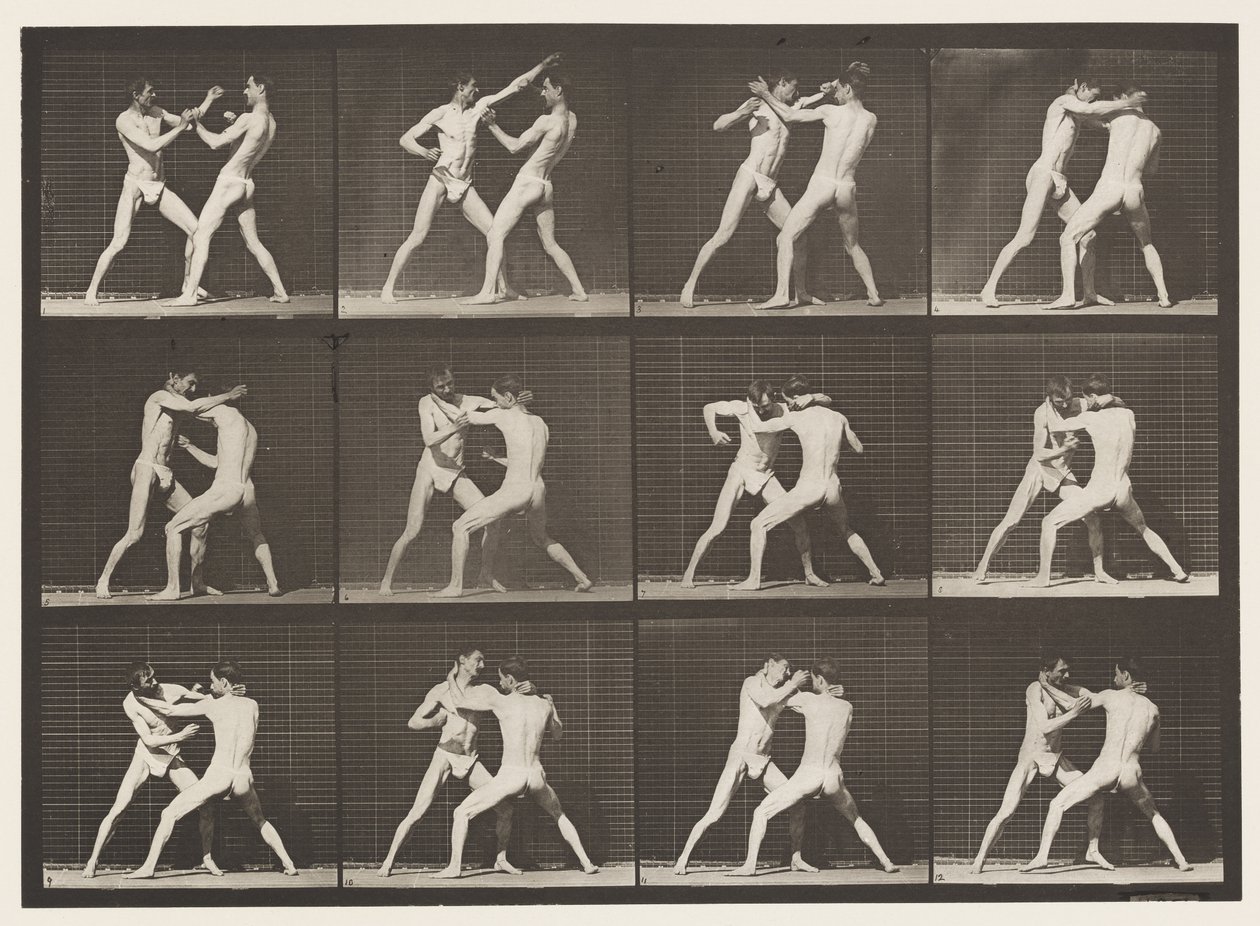 Plaat 340. Boksen; open hand door Eadweard Muybridge