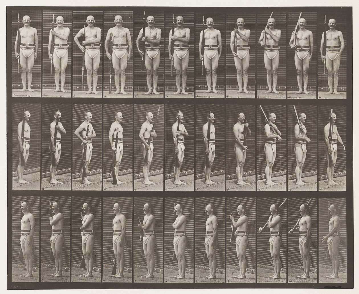 Plaat 352. Schouder, order, en draag wapens door Eadweard Muybridge