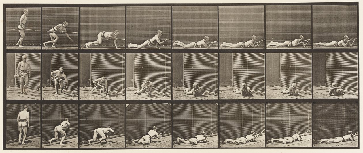 Plaat 357. Liggend en Vuren door Eadweard Muybridge