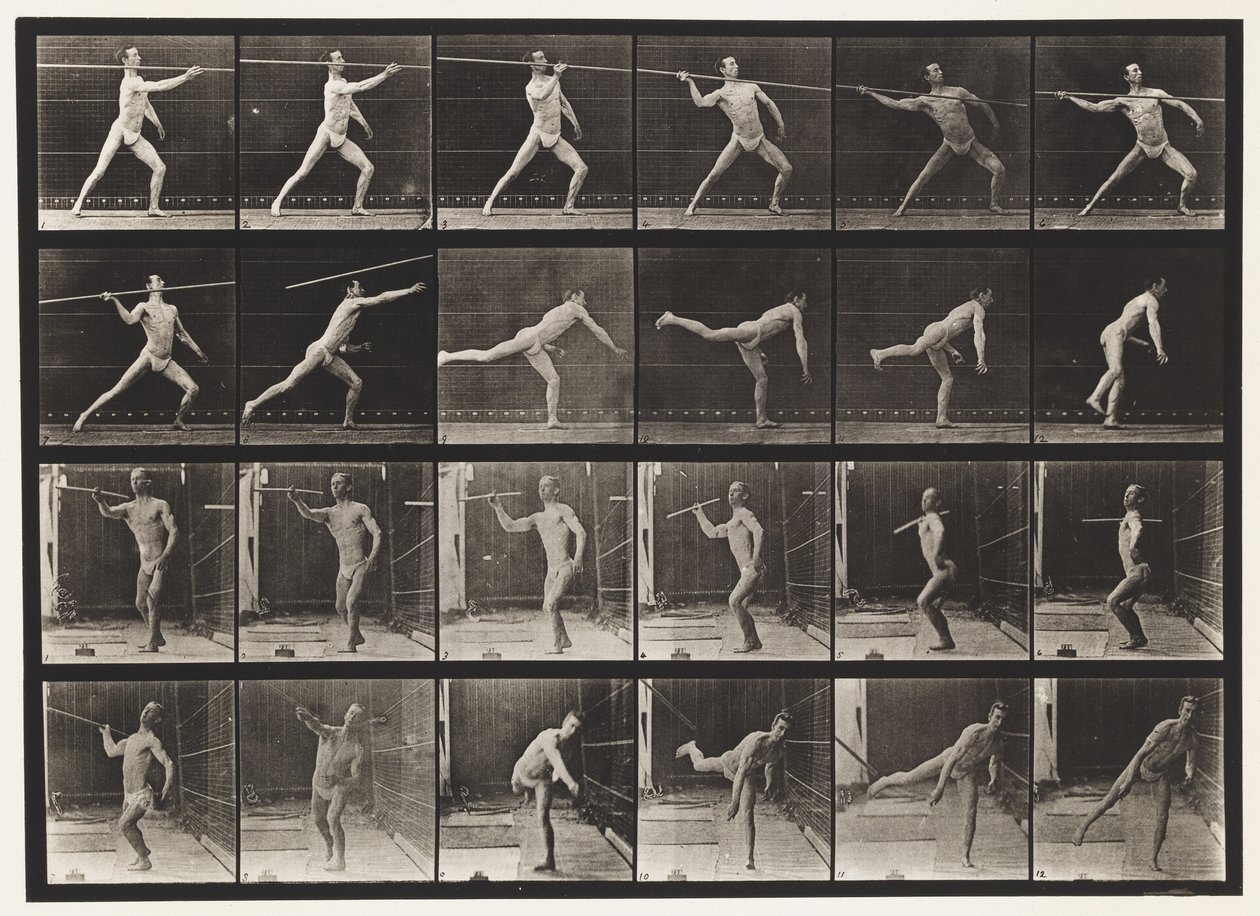 Een speer werpen door Eadweard Muybridge
