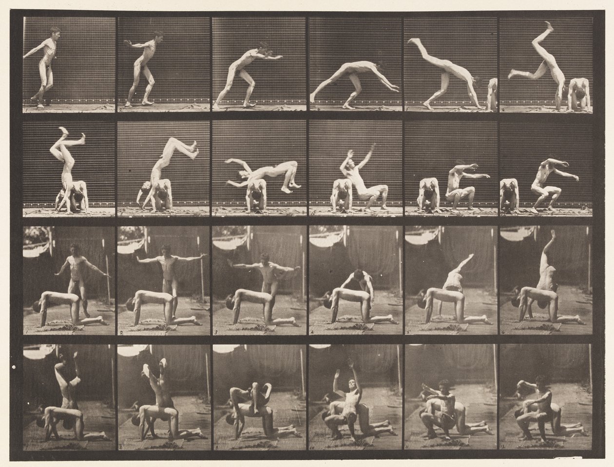 Plaat 364. Handstand over Rug van Man door Eadweard Muybridge